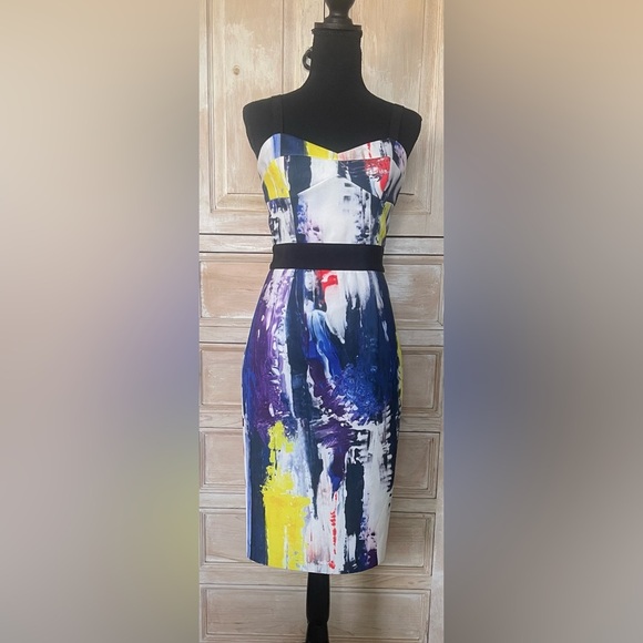 Milly Multicolor Splatter Pencil Dress Size 2 - Picture 1 of 9